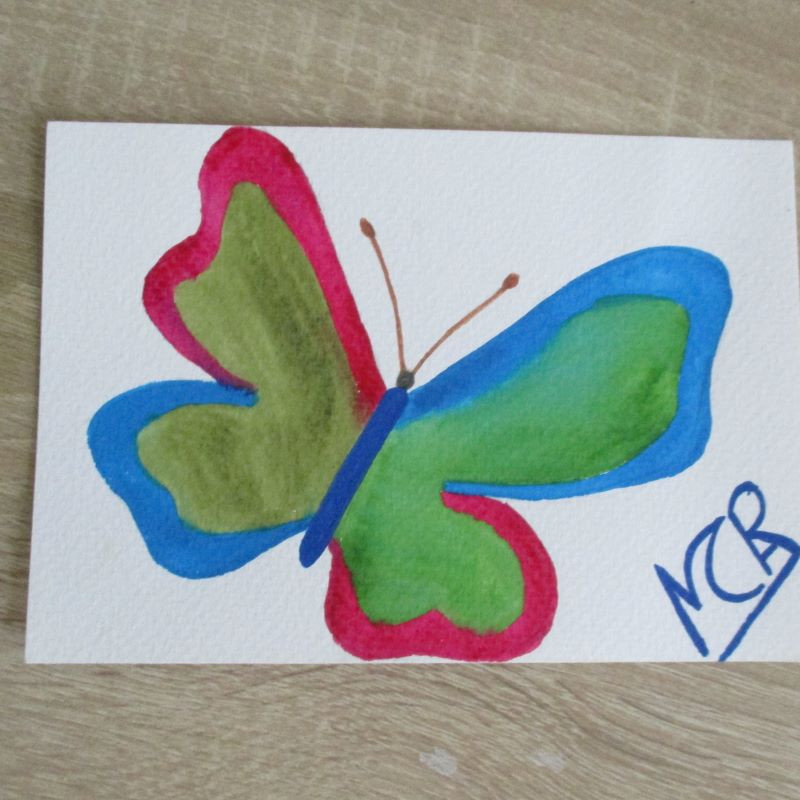 postal de acuarela "mariposa"
