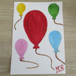 postal de acuarela "globos"