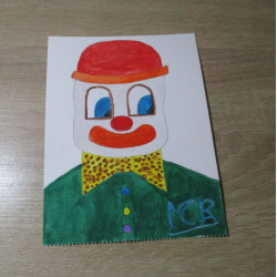Postal de acuarela "Payaso"