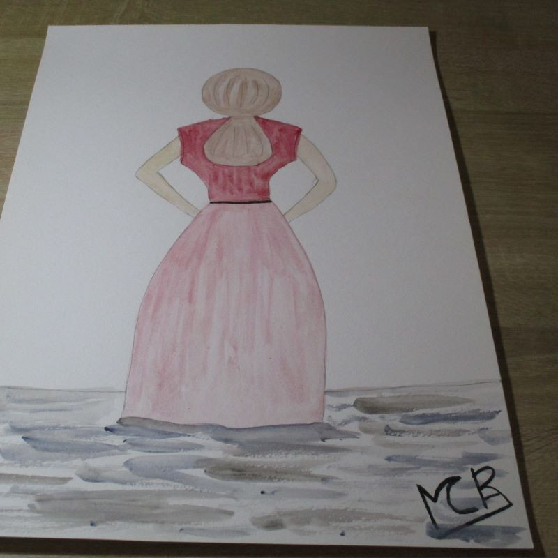 Lámina de acuarela "Autorretrato mío de espaldas"