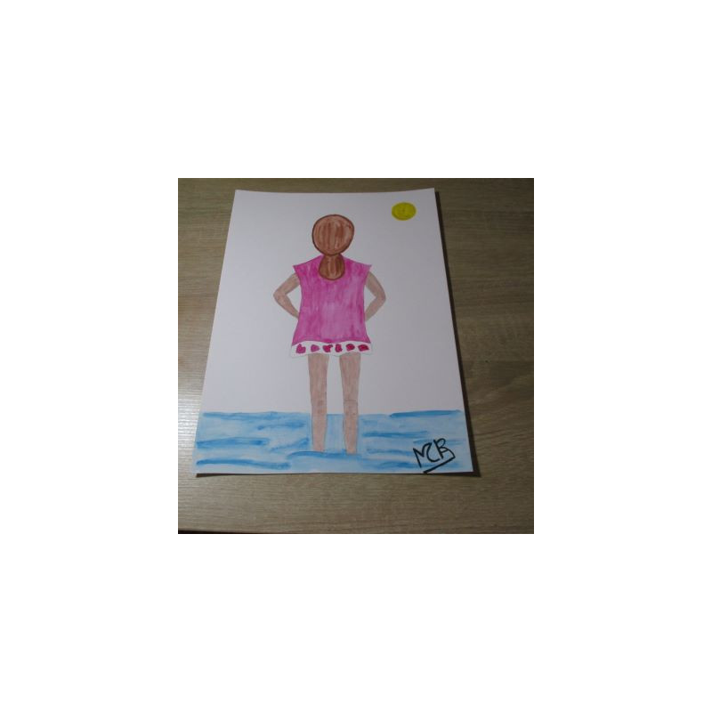 Lámina de acuarela "Autorretrato mío de espaldas" 7