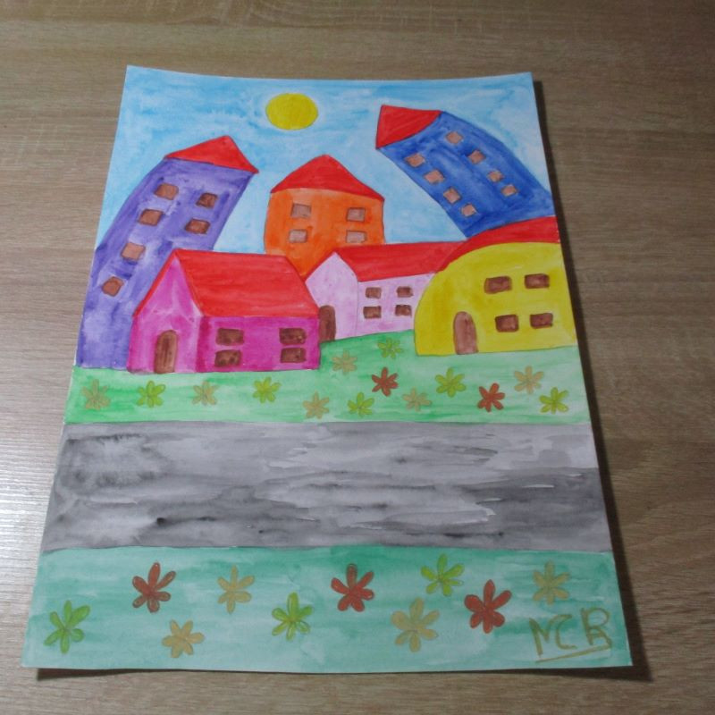 Lámina de acuarela "Ciudad 3"
