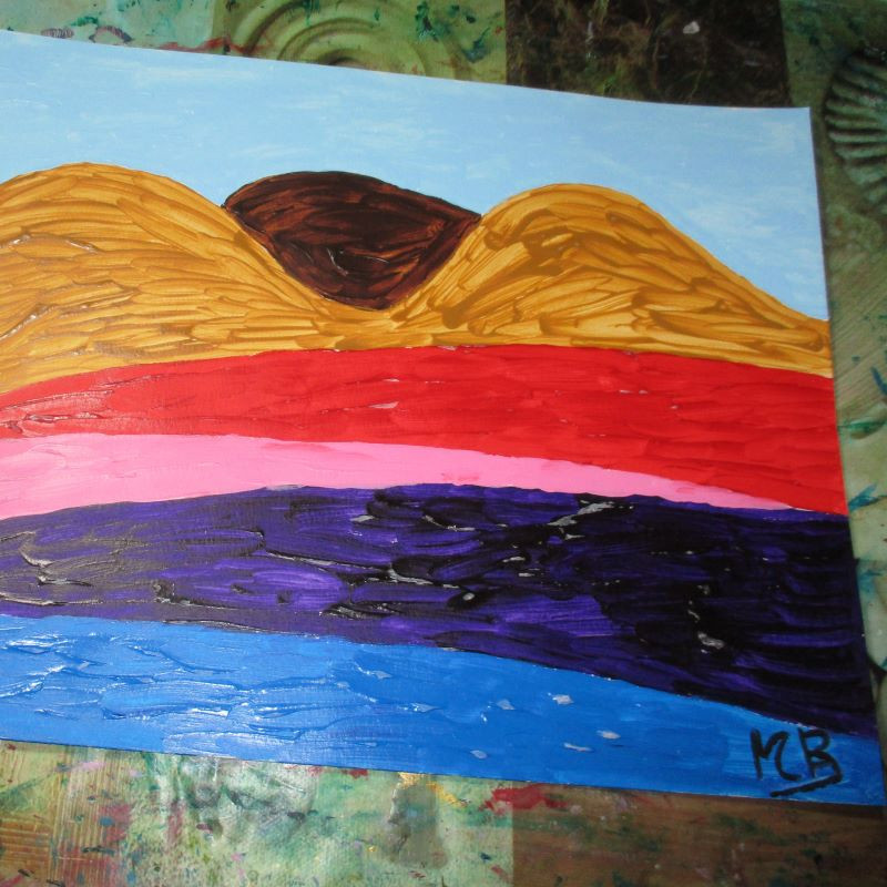 Montaña de color de acrílico