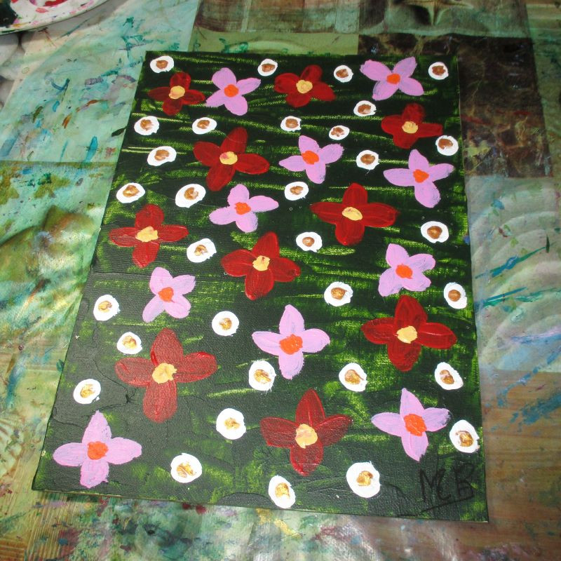 Tablero acrílico margaritas rosas y rojas