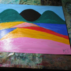 Montaña de color de óleo