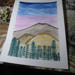 Montaña y abetos