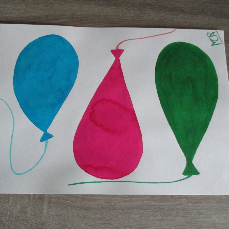 lámina de acuarela "globos"